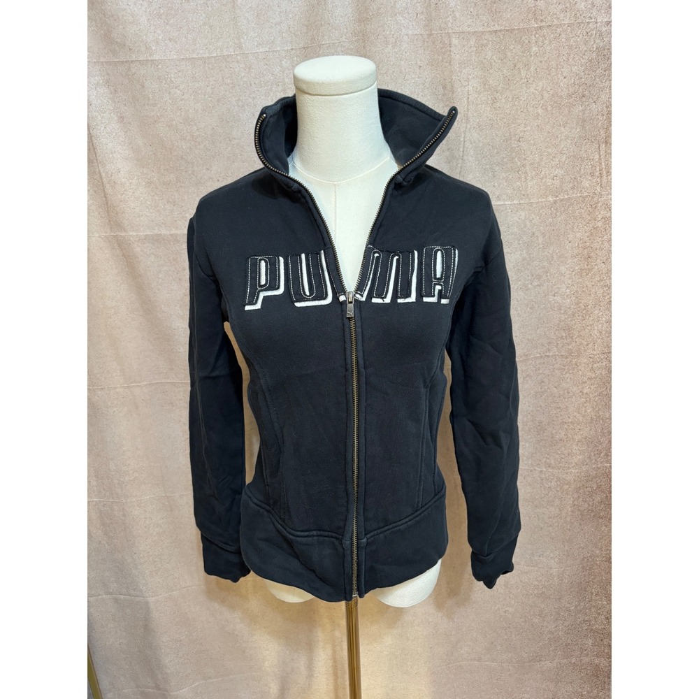 Puma Sportlifestyle Womens Full Zip Track Jacket Black Embroidered Logo Size S